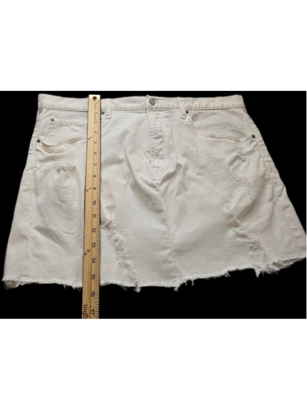 Gap Denim White Mini Skirt Womens Size 34 Distressed Stretch Jean Skirt Casual - Picture 6 of 8